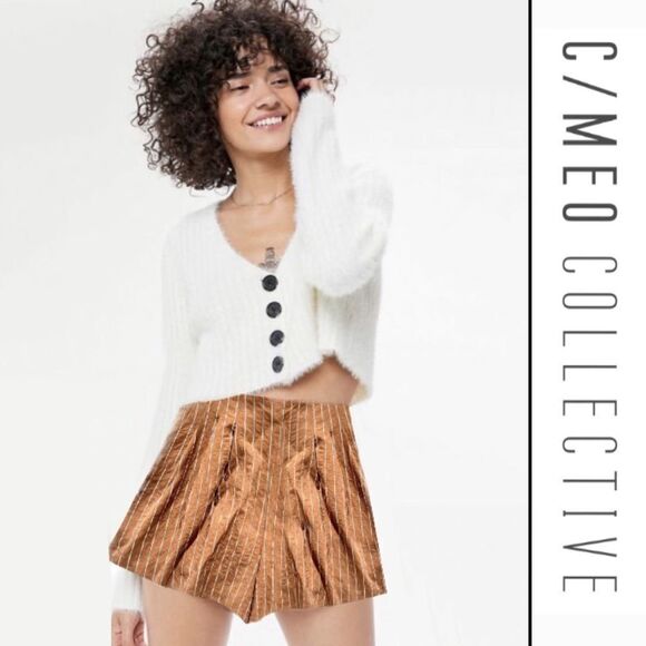 C/MEO Collective Loosely Pleated Striped Shorts - Picture 1 of 6